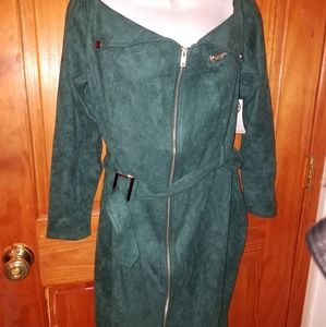 NEW Plus size Faux Suede Zipper Dress